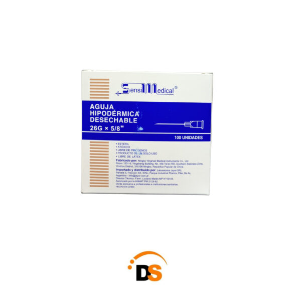 Agujas Hipodérmicas 26G x 5/8" SensiMedical